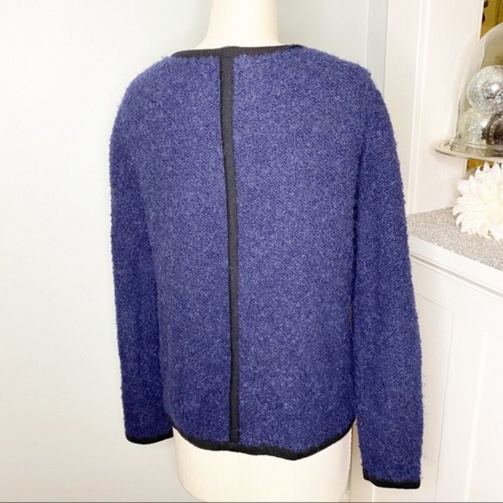 Boden Navy Blue Boucle Jacket with Contrast Trim 10 Medium - Picture 8 of 10